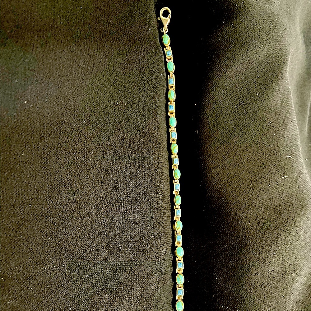 Native American Sterling Silver and Turquoise with denim lapis Bracelet